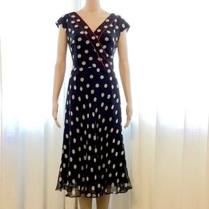 🎉HP!!🎉 Adrianna Papell black red white dot dress